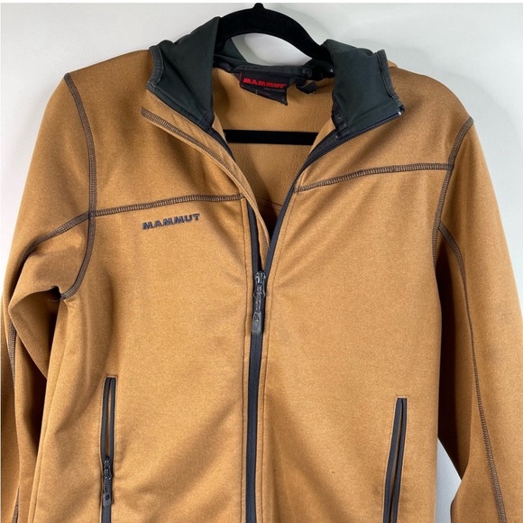 Mammut tan mustard borah zip up fleece hoodie hooded jacket size small - Picture 4 of 8
